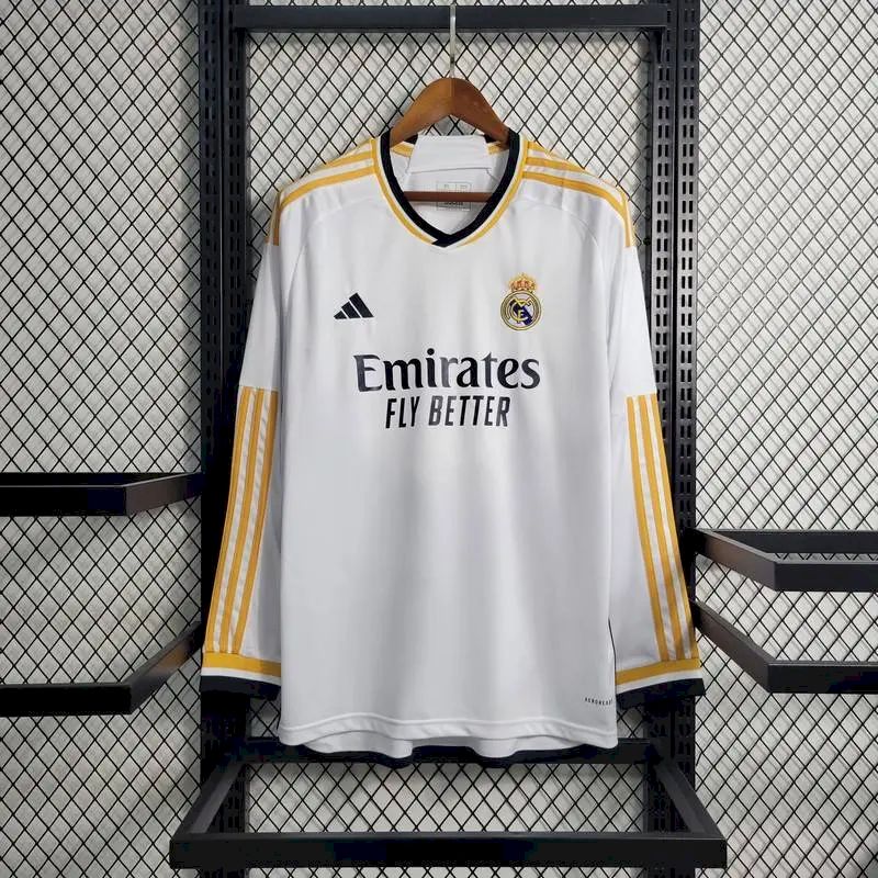 Mens Real Madrid 2023/24 Home Long Sleeve Jersey