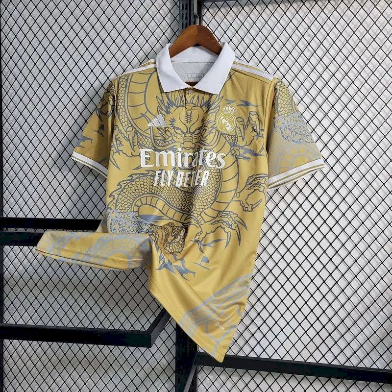 Mens Real Madrid 2023/24 Yellow Dragon Jersey