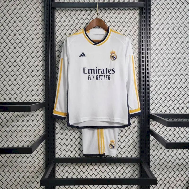 Kids Real Madrid 2023/24 Home Long Sleeve Kit