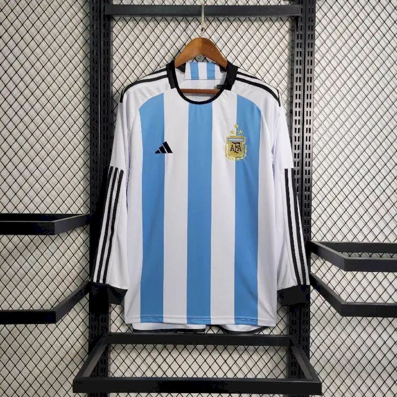 Mens Argentina 2022/23 Home 3-Stars Long Sleeve Jersey