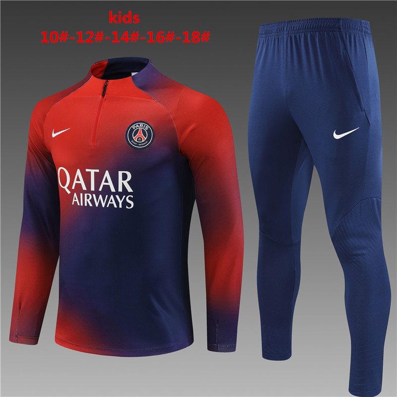 Unisex Paris Saint-Germain 2023/24 Half-Zip Kids Sweater+Pant 14001