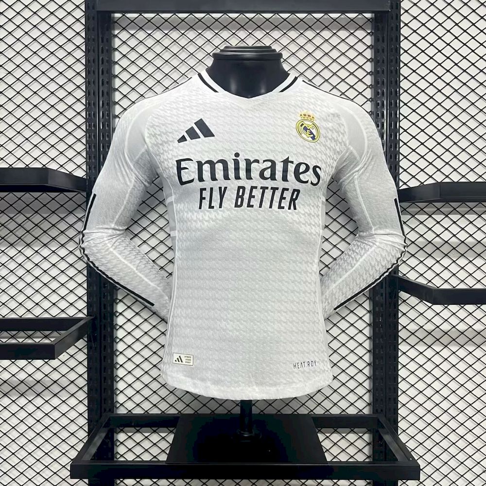 Mens Real Madrid 2024/25 Home Long Sleeve Jersey Player Version