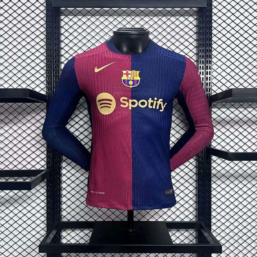 Mens Barcelona 2024/25 Home Long Sleeve Jersey Player Version