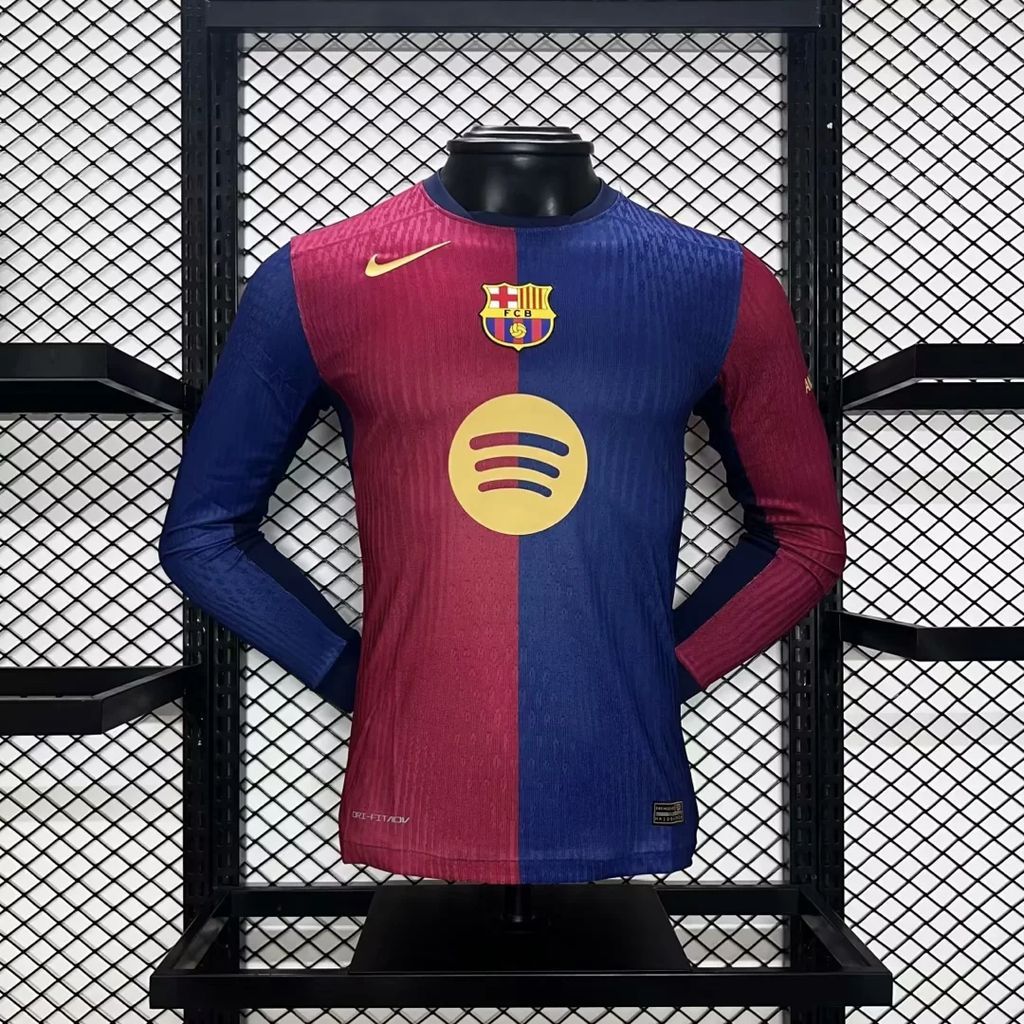 Mens Barcelona 2024/25 Home Long Sleeve Jersey Player Version
