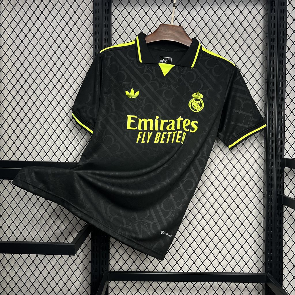 Mens Real Madrid 2024/25 X BLACK AND NEON UNIQUE Jersey