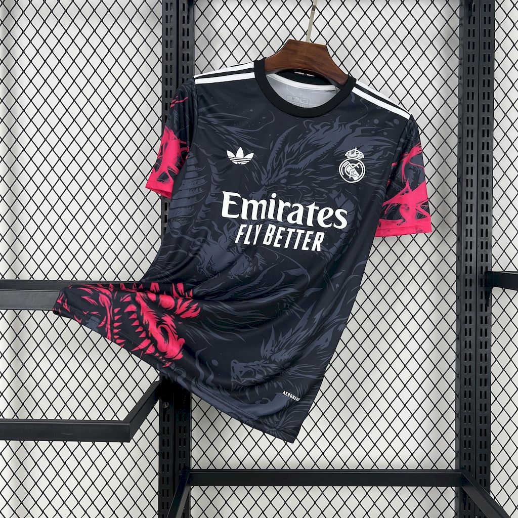 Mens Real Madrid 2024/25 Black Red Dragon Jersey