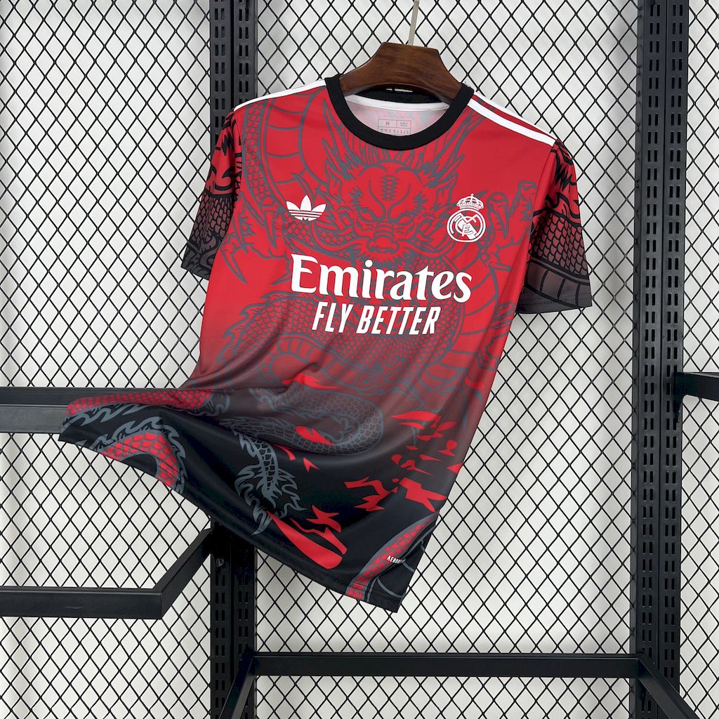 Mens Real Madrid 2024/25 Red and black dragon Jersey