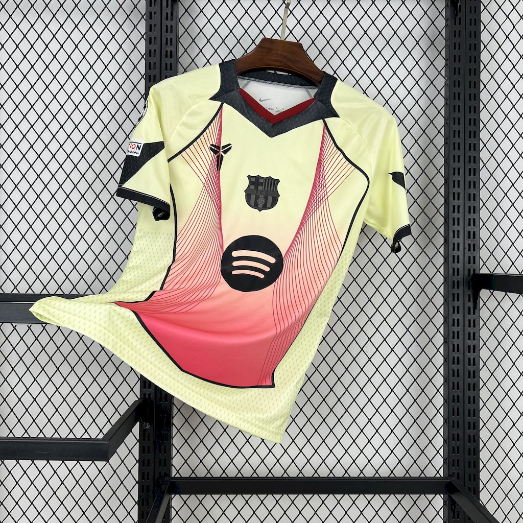 Mens Barcelona 2025/26 yellow pink Jersey (With Champions League)