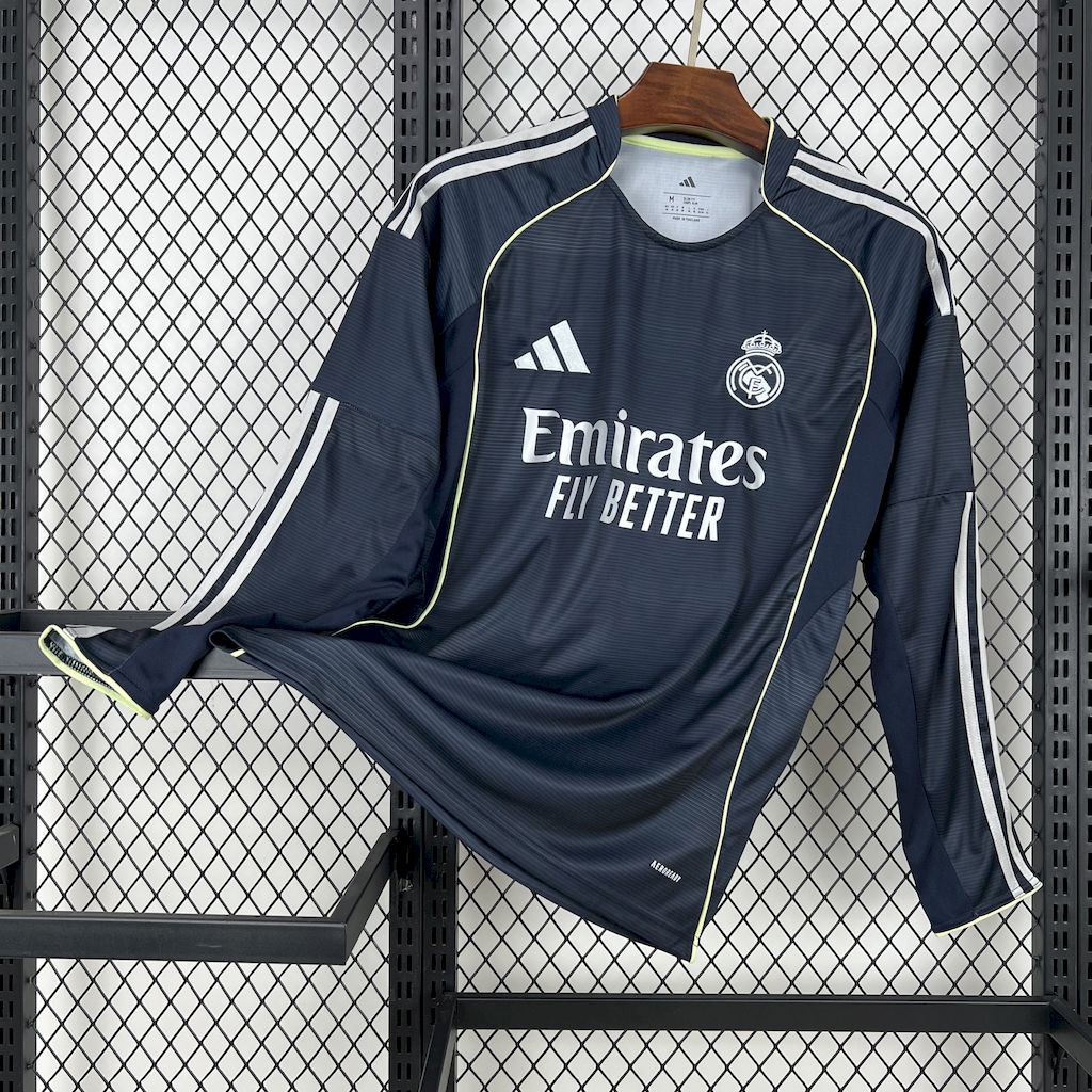 Mens Real Madrid 2025/26 Away Long Sleeve Jersey