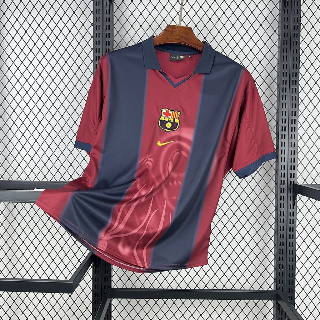 Mens Barcelona Hot Sale 2000/01 Home Retro Skeleton Jersey