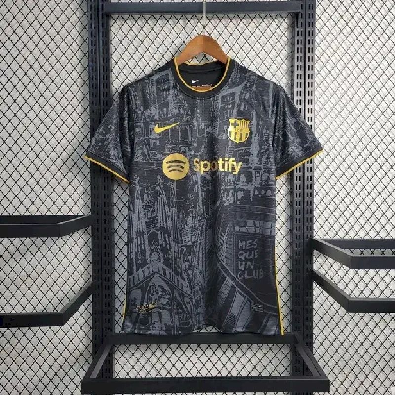 Mens Barcelona 2023/24 Black Gold Jersey
