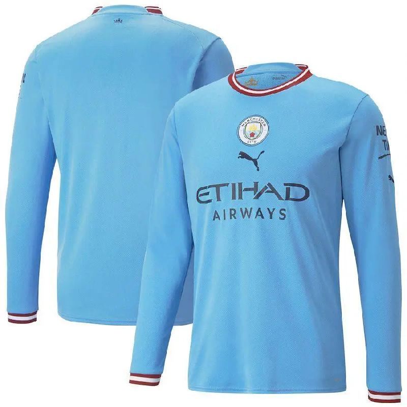 Mens Manchester City 2022/23 Home Long Sleeve Jersey