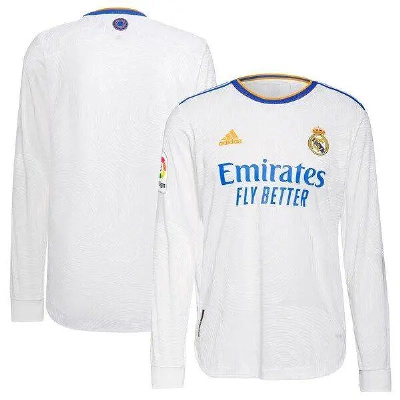 Mens Real Madrid 2021 Home Patch Long Sleeve Jersey - White